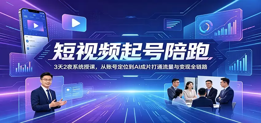 短视频起号陪跑：3天2夜系统授课，从账号定位到AI成片打通流量与变现全链路|青心网创站