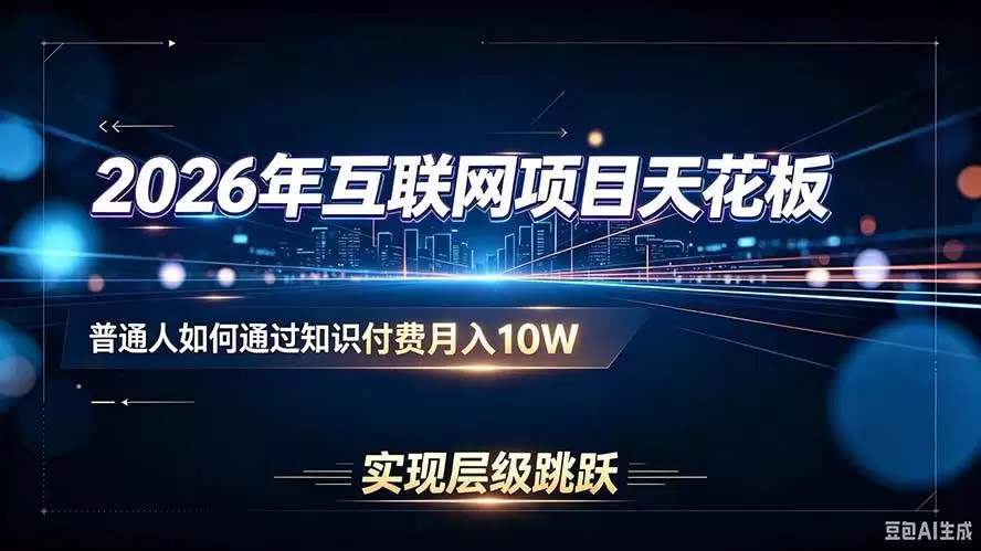 （20150期）2026年互联网项目天花板：普通人如何通过知识付费月入10W，实现层级跳跃 - 青心资源站