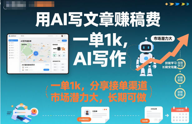 用AI写文章賺稿费，一单1k，分享接单渠道，市场潜力大，长期可做-青心网创站