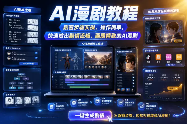AI漫剧教程，跟着步骤实操，操作简单，快速做出剧情流畅、画质精致的AI漫剧|青心网创站