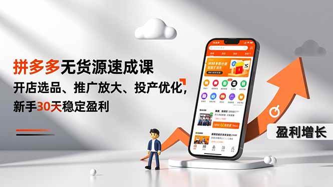 (16785期)拼多多无货源速成课,开店选品、推广放大、投产优化,新手30天稳定盈利-青心网创站