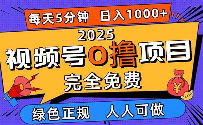 图片[1]-（16388期）2025视频号0撸项目，5分钟一个号，日入1000+，人人可做-青心网创站