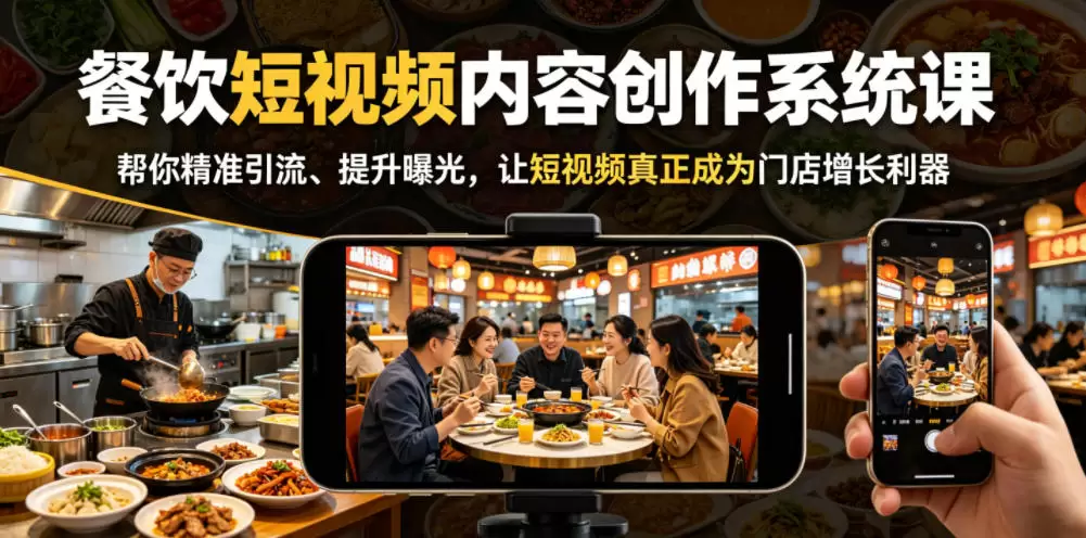 餐饮短视频内容创作系统课，帮你精准引流、提升曝光，让短视频真正成为门店增长利器|青心网创站