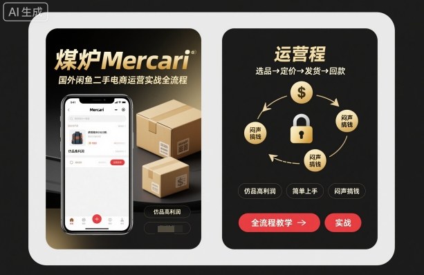 煤炉Mercari国外闲鱼二手电商运营实战全流程,仿品高利润,简单上手,闷声搞钱-青心网创站