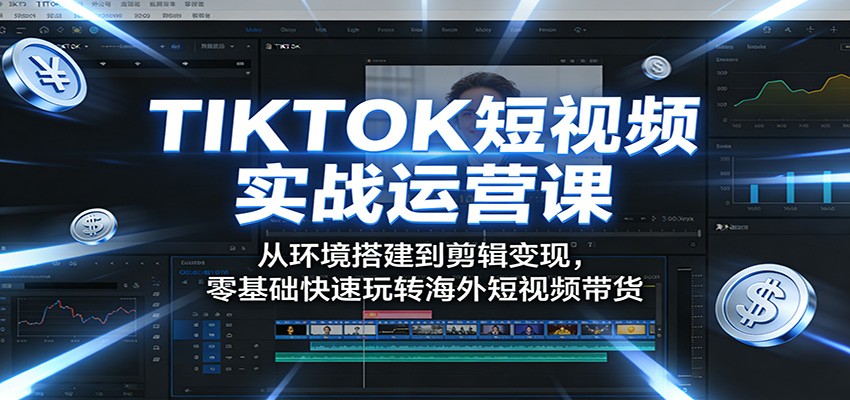 TIKTOK短视频实战运营课:从环境搭建到剪辑变现,零基础快速玩转海外短视频带货|青心网创站