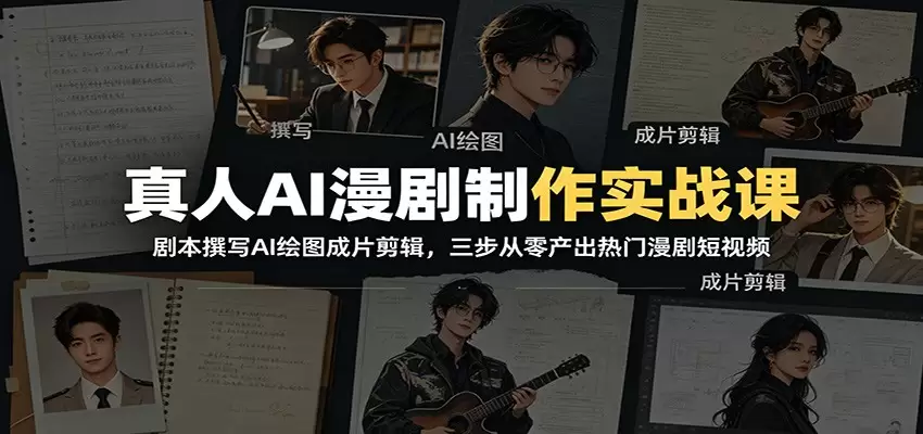 真人AI漫剧制作实战课：剧本撰写AI绘图成片剪辑，三步从零产出热门漫剧短视频|青心网创站