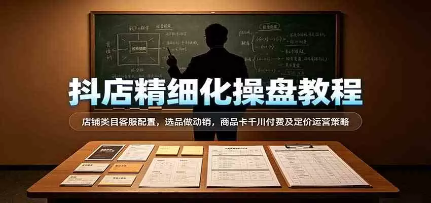 抖店精细化操盘教程：店铺类目客服配置，选品做动销，商品卡千川付费及定价运营策略 - 青心资源站