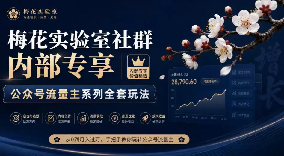 梅花实验室社群内部专享-公众号流量主系列全套玩法 - 青心资源站