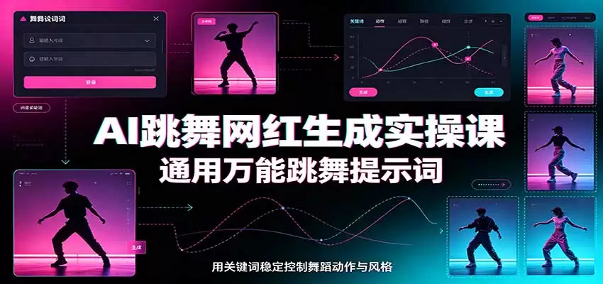 AI跳舞网红生成实操课：通用万能跳舞提示词，多模型适配，人物舞蹈视频制作全套教学 - 青心资源站