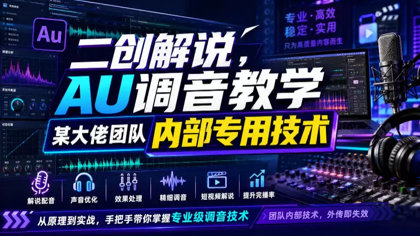 二创解说AU调音教学，某大佬团队内部专用技术|青心网创站