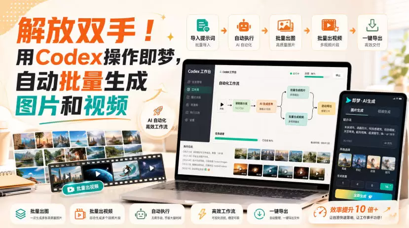 解放双手！用Codex操作即梦，自动批量生成图片和视频|青心网创站