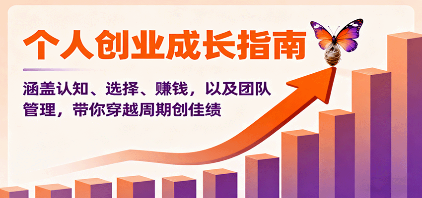 个人创业成长指南：涵盖认知、选择、赚钱，以及团队管理，带你穿越周期创佳绩-青心网创站