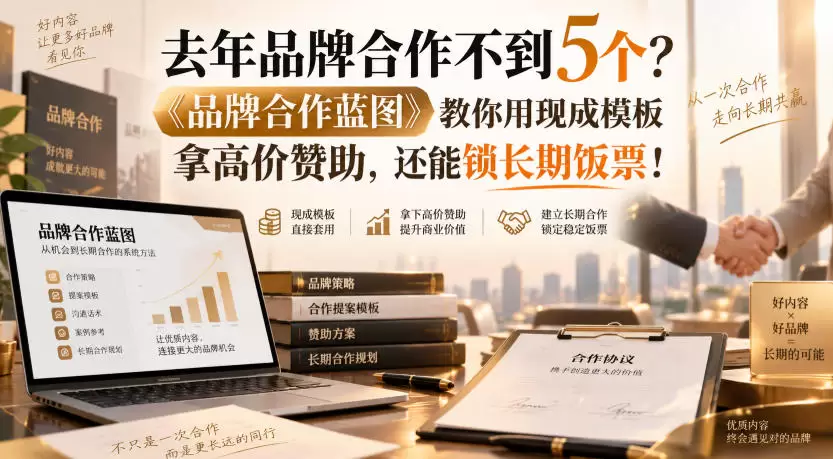 去年品牌合作不到5个？《品牌合作蓝图》教你用现成模板拿高价赞助，还能锁长期饭票！【原创双语字幕】 - 青心资源站