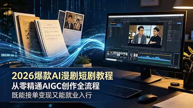 2026 爆款 AI 漫剧短剧教程 从零精通 AIGC 创作全流程 既能接单变现又能就业入行|青心网创站