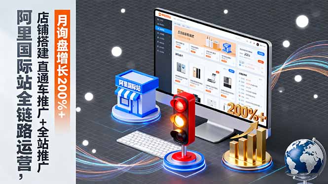 阿里国际站全链路运营，店铺搭建+直通车推广+全站推广，月询盘增长200%+-青心网创站