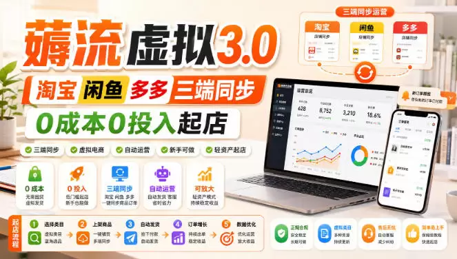绅白不白·薅流虚拟3.0丨淘宝闲鱼多多三端同步丨0成本0投入起店(更新) 绅白不白·薅流虚拟3.0丨淘宝闲鱼多多三端同步丨0成本0投入起店(更新)
