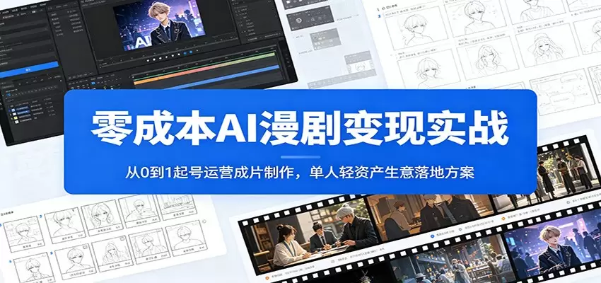 零成本AI漫剧变现实战：从0到1起号运营成片制作，单人轻资产生意落地方案|青心网创站