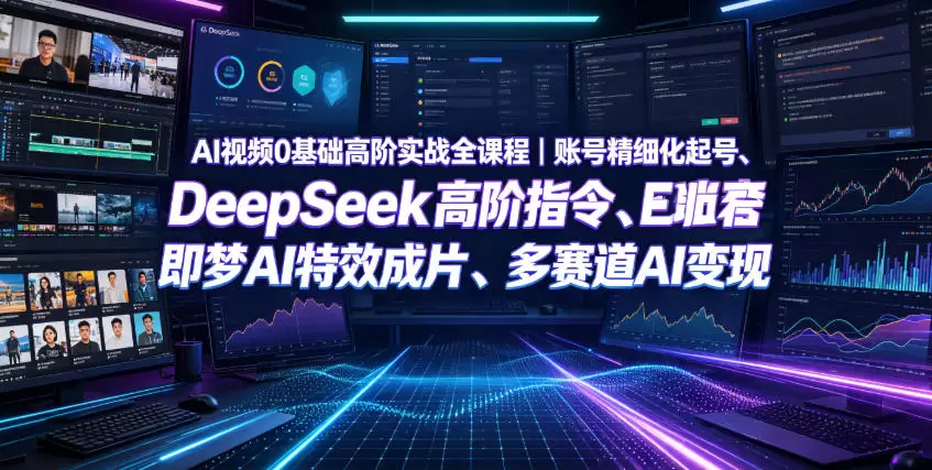 AI视频0基础高阶实战全课程｜账号精细化起号、DeepSeek高阶指令、即梦AI特效成片、多赛道AI短视频量产变现|青心网创站