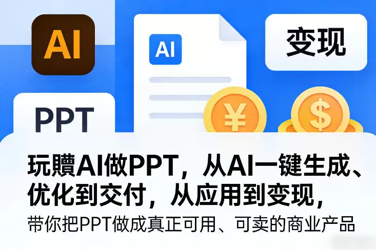 玩賺AI做PPT，从AI一键生成、优化到交付，从应用到变现，带你把PPT做成真正可用、可卖的商业产品(更新0513)|青心网创站