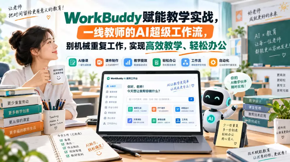 WorkBuddy赋能教学实战,一线教师的AI超级工作流,别机械重复工作,实现高效教学、轻松办公 WorkBuddy赋能教学实战,一线教师的AI超级工作流,别机械重复工作,实现高效教学、轻松办公