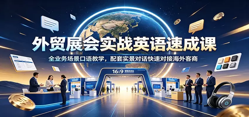 外贸展会实战英语速成课：全业务场景口语教学，配套实景对话快速对接海外客商|青心网创站