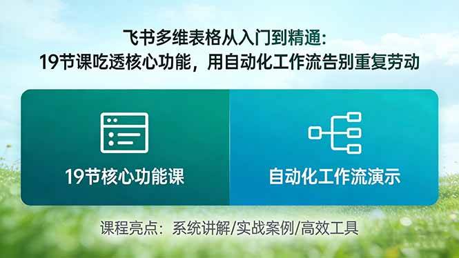 （17634期）飞书多维表格从入门到精通：19节课吃透核心功能，用自动化工作流告别重复劳动青心网创青心网创站