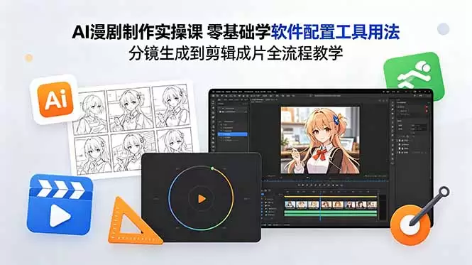 AI漫剧制作实操课 零基础学软件配置工具用法 分镜生成到剪辑成片全流程教学|青心网创站