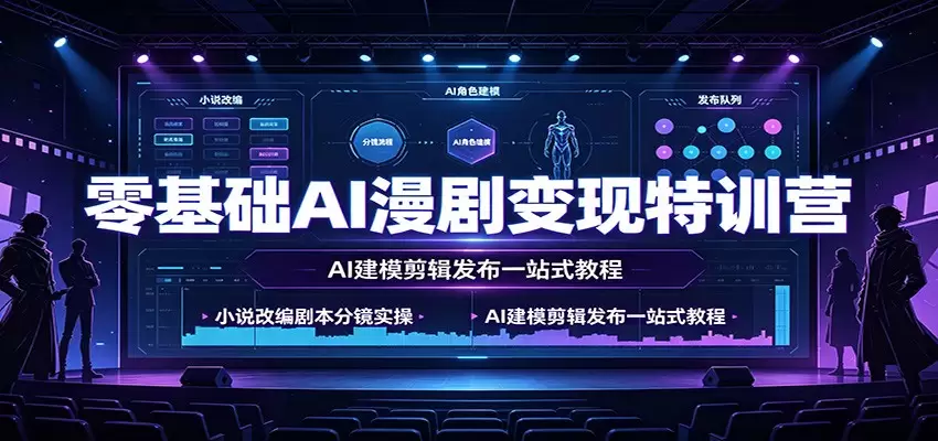零基础AI漫剧变现特训营：小说改编剧本分镜实操，AI建模剪辑发布一站式教程|青心网创站