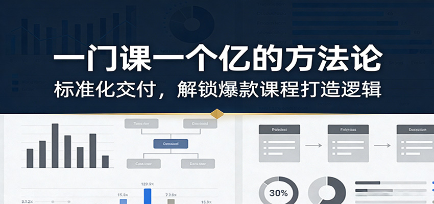 一门课一个亿的方法论:标准化交付,解锁爆款课程打造逻辑青心网创青心网创站