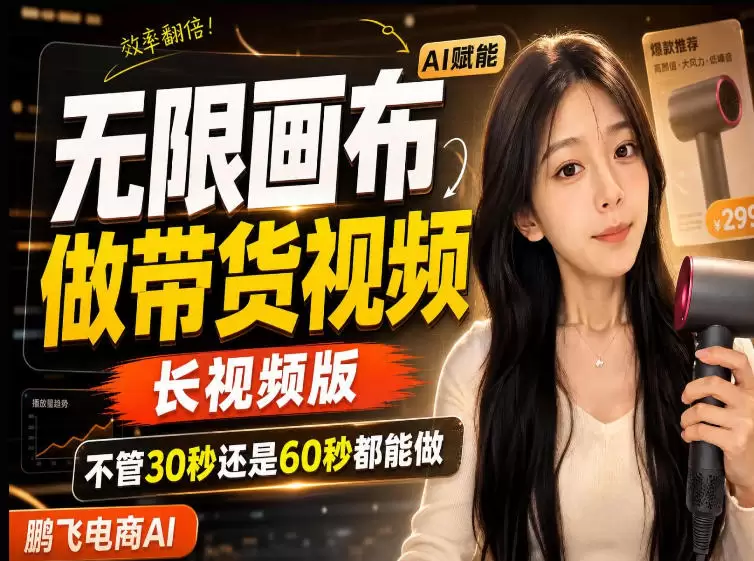 【保姆级教程】无限画布搭建长带货视频，拼接不翻车全程一致，小白跟着步骤也能上手|青心网创站