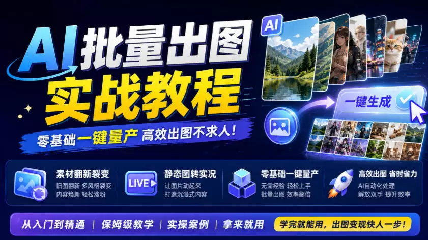 AI批量出图实战教程，素材翻新裂变，静态图转实况，零基础一键量产 - 青心资源站