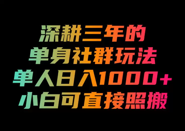 深耕三年的单身社群玩法，单人日入1000+，小白可直接照搬！【揭秘】|青心网创站