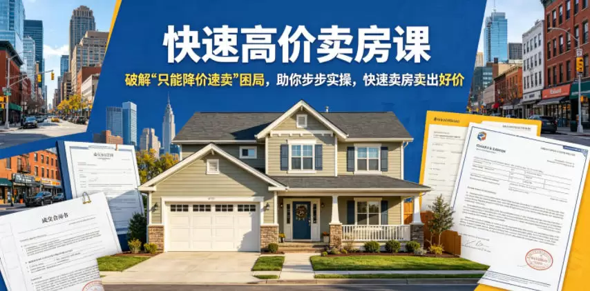 快速高价卖房课，破解“只能降价速卖”困局，助你步步实操，快速卖房卖出好价(更新2026)|青心网创站