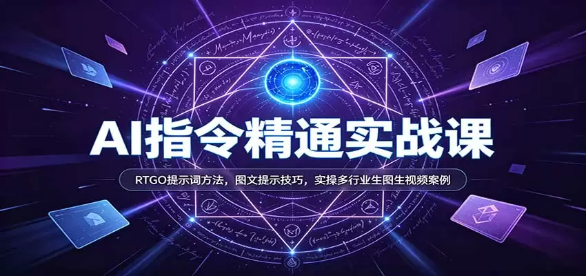 AI指令精通实战课：RTGO提示词方法，图文提示技巧，实操多行业生图生视频案例 - 青心资源站