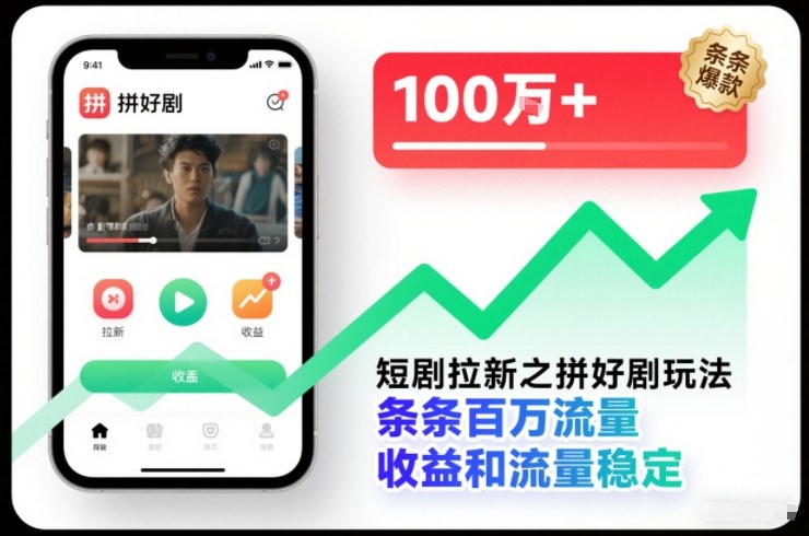 短剧拉新之拼好剧玩法，条条百万流量，收益和流量稳定-青心网创站