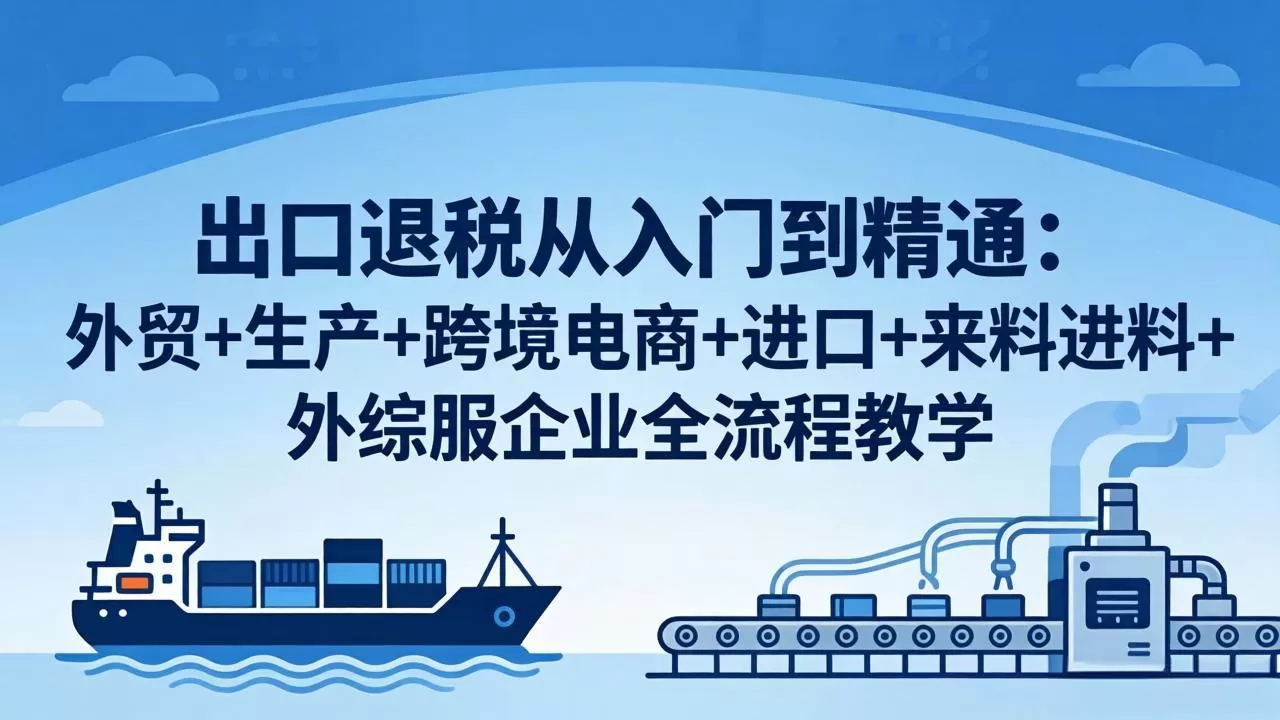 出口退税从入门到精通：外贸+生产+跨境电商+进口+来料进料+外综服企业全流程教学|青心网创站