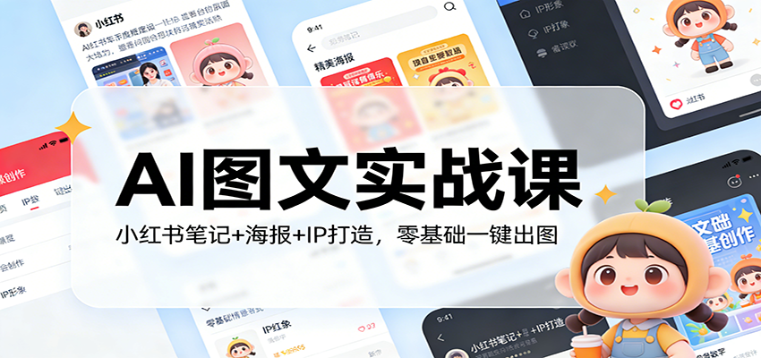AI图文实战课:小红书笔记+海报+IP打造,零基础一键出图青心网创青心网创站
