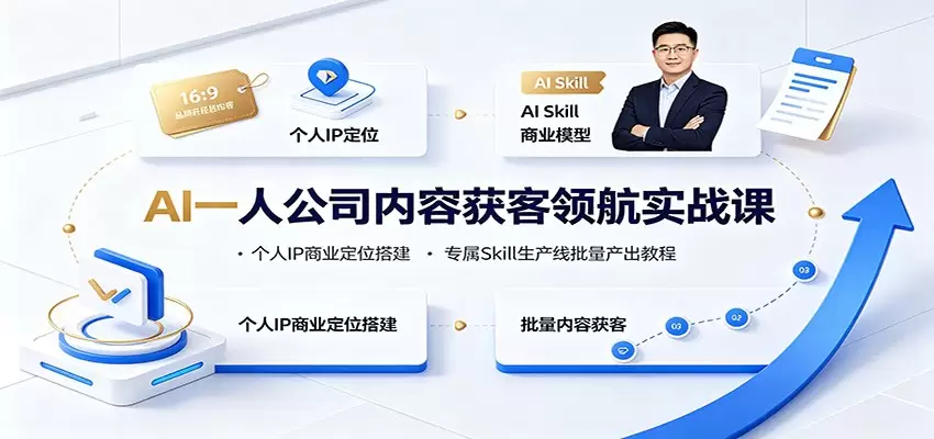 AI一人公司内容获客领航实战课：个人IP商业定位搭建，专属Skill生产线批量产出教程|青心网创站