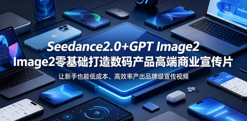 Seedance2.0+GPT Image2零基础打造数码产品高端商业宣传片，让新手也能低成本、高效率产出品牌级宣传视频|青心网创站