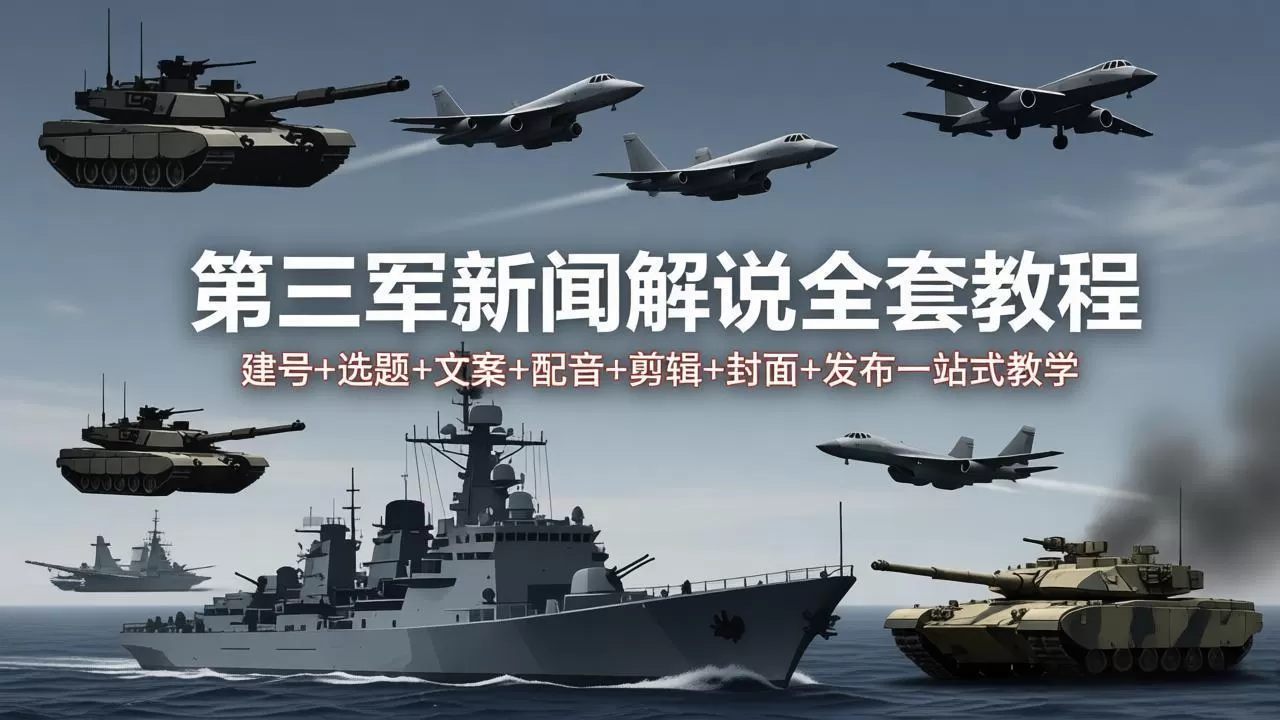 第三军迷新闻解说全套教程：建号+选题+文案+配音+剪辑+封面+发布一站式教学|青心网创站