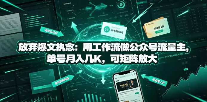 放弃爆文执念：用工作流做公众号流量主，单号月入几K，可矩阵放大|青心网创站