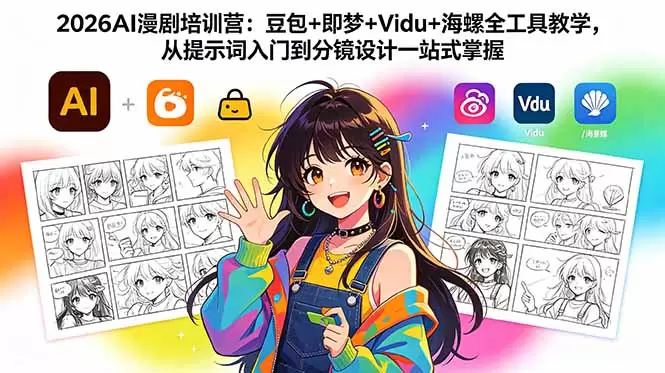 2026AI漫剧培训营：豆包+即梦+Vidu+海螺全工具教学，从提示词入门到分镜设计一站式掌握|青心网创站