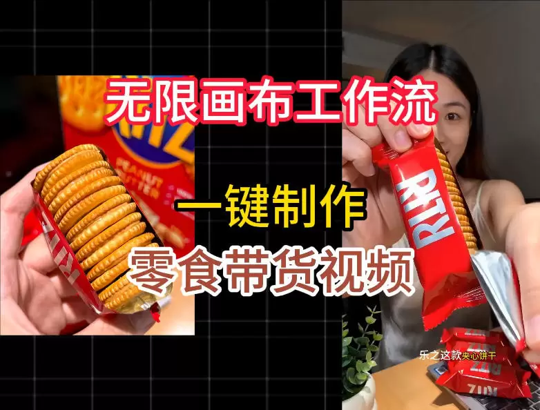 无限画布工作流一键制作零食带货视频，操作简单实操教学|青心网创站