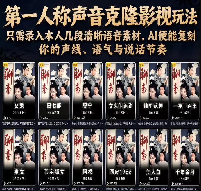 第一人称声音克隆影视玩法，只需录入本人几段清晰语音素材，AI便能复刻你的声线、语气与说话节奏|青心网创站