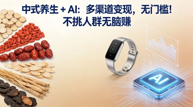 中式养生+AI：多渠道变现，无门槛，不挑人群无脑賺-青心网创站