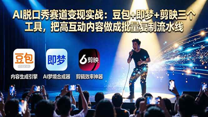 （17990期）AI脱口秀赛道变现实战：豆包+即梦+剪映三个工具，把高互动内容做成批量复制流水线|青心网创站