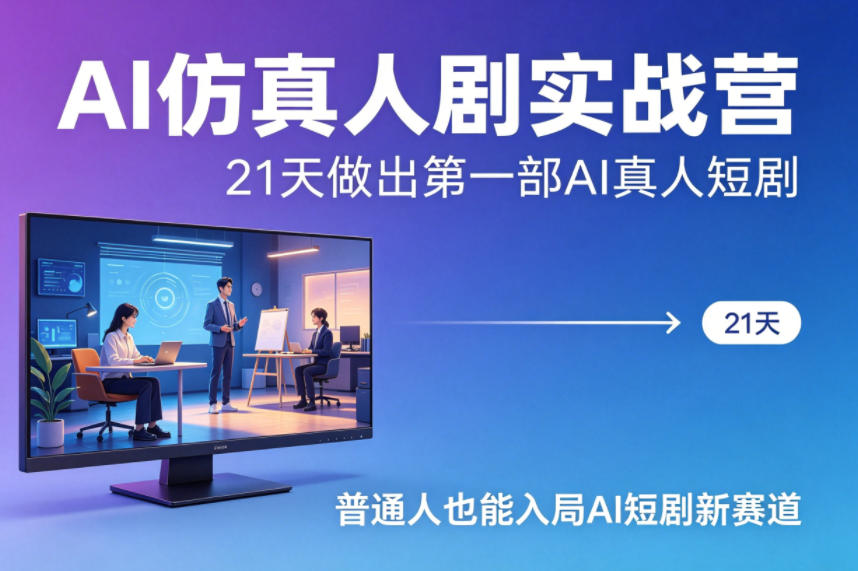 AI仿真人剧实战营，21天做出第一部AI真人短剧，普通人也能入局AI短剧新赛道|青心网创站