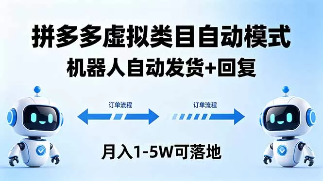 多多虚拟类目自动模式，机器人自动发货 + 回复，月入 1-5W 可落地|青心网创站