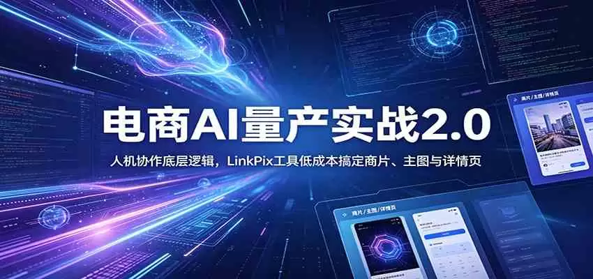 电商人AI量产实战2.0：人机协作底层逻辑，LinkPix工具低成本搞定商片、主图与详情页|青心网创站