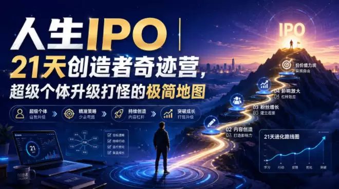 人生IPO︱21天创造者奇迹营，超级个体升级打怪的极简地图|青心网创站